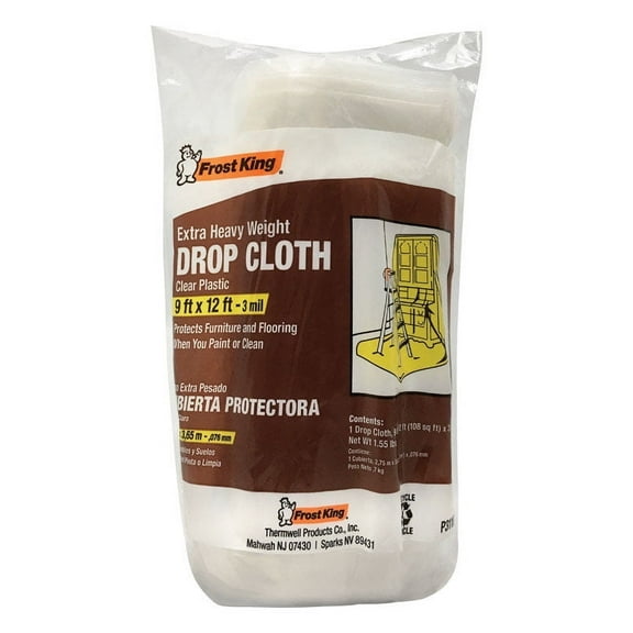 Frost King 1868009 Medium Weight Grade Plastic Drop Cloth, Clear - 9 x 12 ft. - Case of 12