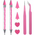 thumbnail image 1 of Juego de herramientas para recoger diamantes de imitación Yaoociy Pink, 2 bolígrafos de cera y 2 pin, 1 of 7