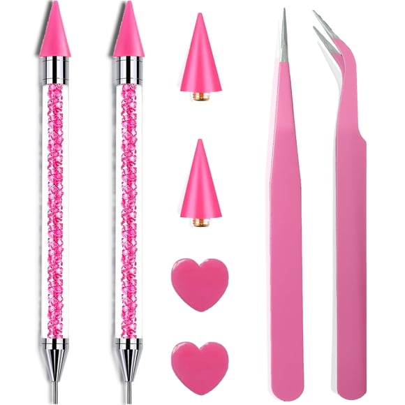 Juego de herramientas para recoger diamantes de imitación Yaoociy Pink, 2 bolígrafos de cera y 2 pin
