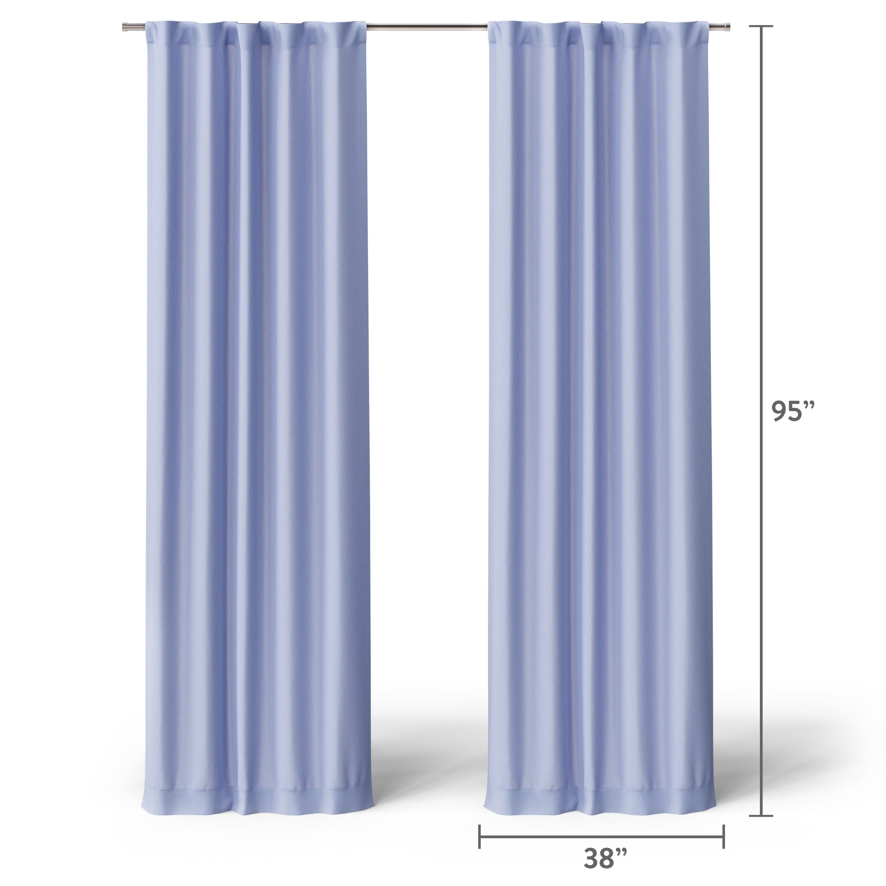 Mainstays Kids Spring Periwinkle Light Purple Solid Blackout Rod Pocket with Back Tabs Curtain Panel Pair, Set of 2, 30" W x 95" L