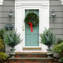 Artificial Cedar Topiary Trees With Stakes Festive Outdoor Christmas Decorations