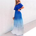 thumbnail image 1 of Fashion Casual Women's Sexy Wrap Breast Gradient Long Dresses Summer Elegant One-Line Neck Floral Print Lace-Up Zipper Dress 5XL5XL Gao Jinjia LED, 1 of 2