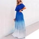 thumbnail image 1 of Fashion Casual Women's Sexy Wrap Breast Gradient Long Dresses Summer Elegant One-Line Neck Floral Print Lace-Up Zipper Dress 5XLXXXL Gao Jinjia LED, 1 of 2