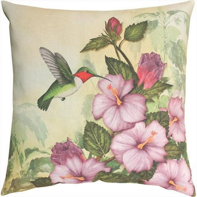 Manual Woodworkers and Weavers SLHPHB Happy Hummingbird Climaweave Pillow Digitally Printed 18 X 18 in.