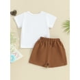 thumbnail image 4 of Suealasg Toddler Girls 2Pcs Summer Clothes 6M 1T 2T 3T Kids Baby Girls Casual Beach Outfits Short Sleeve Letter Print Tops Shorts Sets, 4 of 9