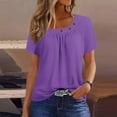 thumbnail image 2 of Admvng Tops for Women Trendy Fashion Summer Casual Solid Round Neck Short Sleeves S-3XL, 2 of 5