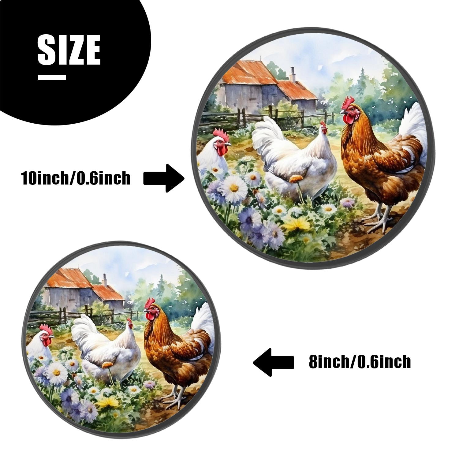 Stove Burner Covers 4 Pcs for Home Decor Cooktop Decorative ,Chicken and Rooster in The Grass creative, Round Electric Stove Burner Covers 8Inch And 10Inch
