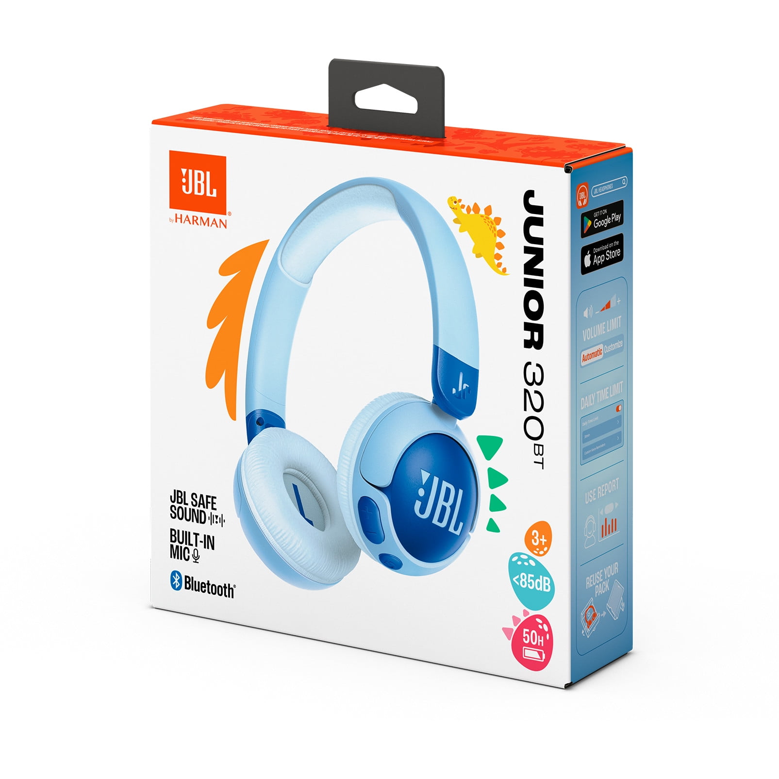 JBL Junior 320 - Colorful, durable wired on-ear headphones with JBL Safe Sound for kids - Blue