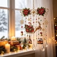 thumbnail image 4 of Santa Sleigh Christmas Window Hanging with Crystal Pendants - Festive Holiday Decor with Poinsettia, Reindeer & Miniature Village, 4 of 6