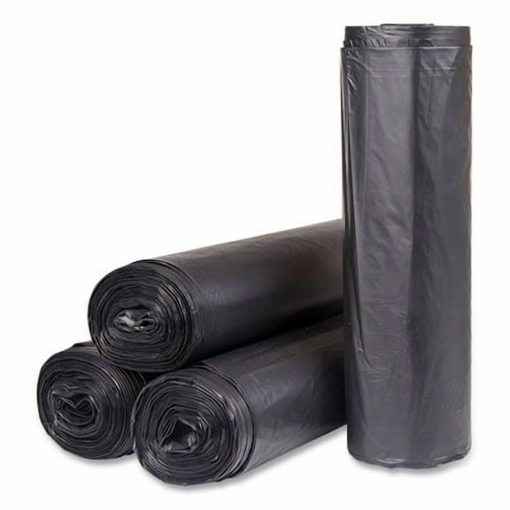 High-Density Commercial Can Liners, 56 gal, 22 mic, 43" x 48", Black, Interleaved Roll, 25 Bags/Roll | Bundle of 2
