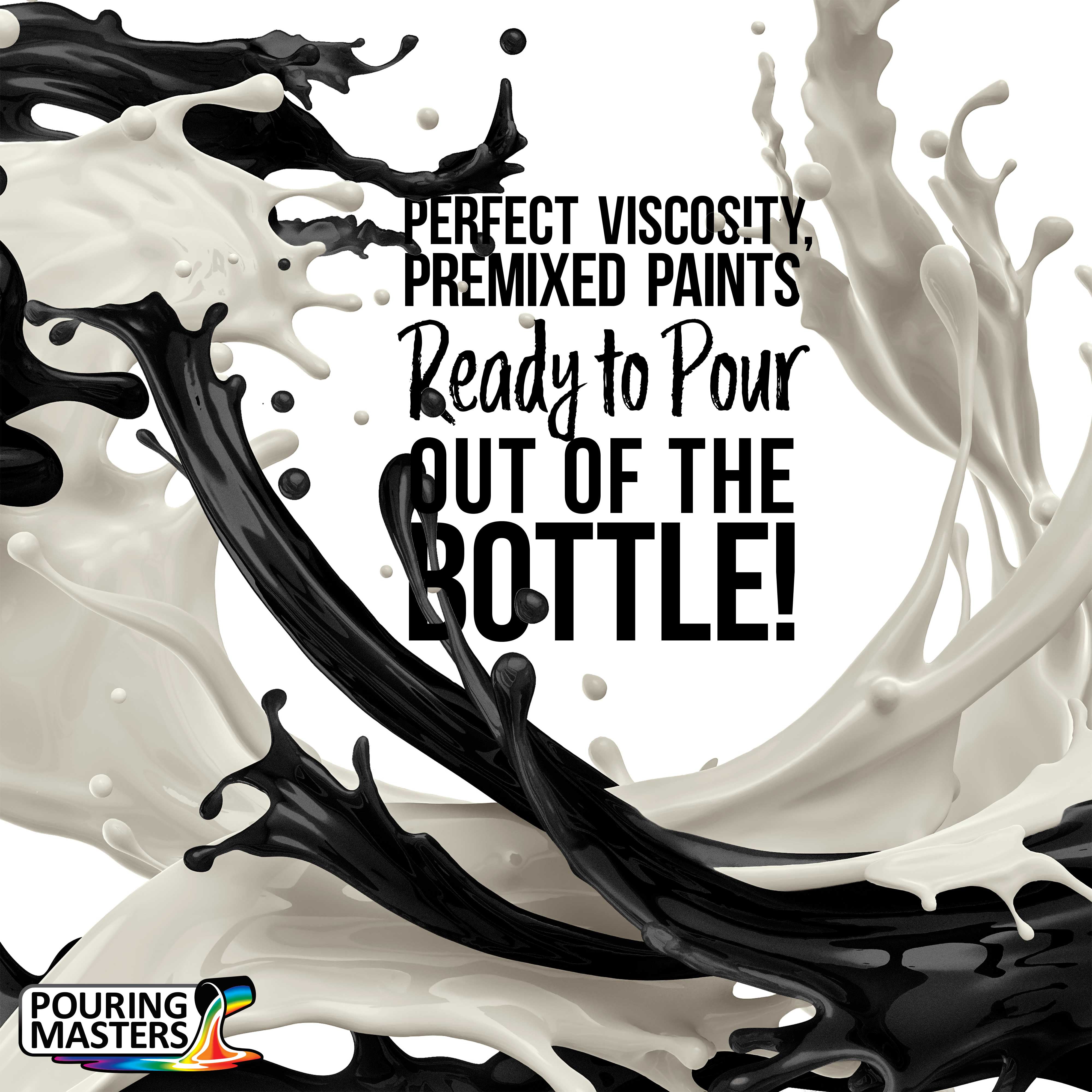 Pouring Masters Midnight Black Metallic Pearl Acrylic Ready to Pour Pouring Paint Premium 32-Ounce Pre-Mixed Water-Based
