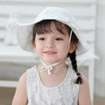 thumbnail image 3 of Wide Brim HatsCotton Kids Bucket Hat Ruffled Summer Sun Protection Beach Hat for Toddler Baby Girls White 12-24 Months, 3 of 6