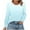 Light Blue, variant on Lmnyox Ruffle Long Sleeve Shirt for Women Trendy Crew Neck Print Tunic Tops Fashion Casual Blouses Outfits