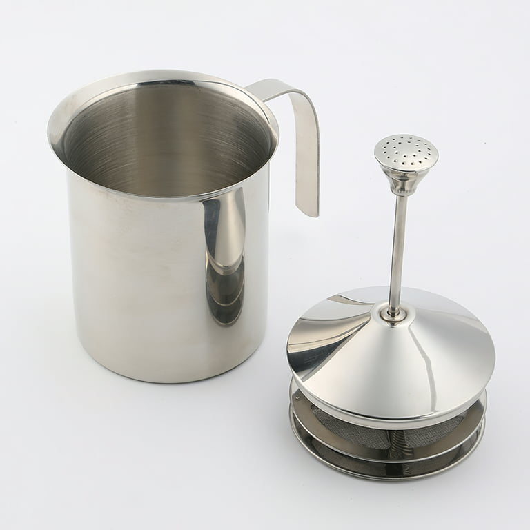 400ml Stainless Steel Spring Milk Frother Latte Foamer Milk Foam Machine  with Handle and Cover for Coffee Cappuccino Home