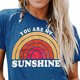thumbnail image 2 of Camiseta de manga corta con cuello redondo para mujer, camisetas informales de moda con estampado de letras, camisetas de manga corta para mujer, azul S, 2 of 5