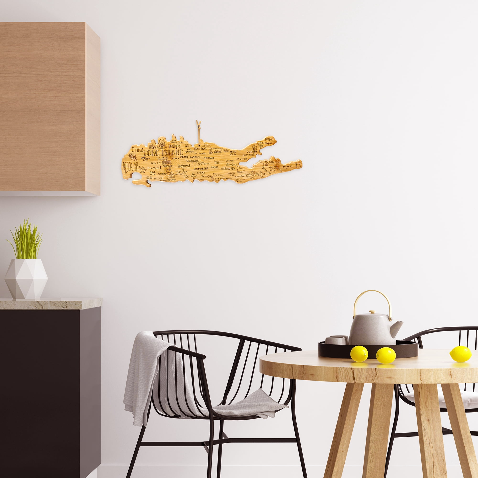 Totally Bamboo Long Island Shaped Cutting Board – Bamboo Charcuterie and Serving Board with Hang Tie for Wall Display