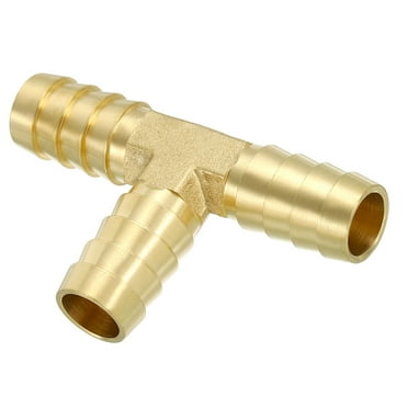 5/8" Barb Tee Fitting, 3 Way Union T Brass Hose Barbed Fittings Intersection for Water Fuel Air Oil Gas