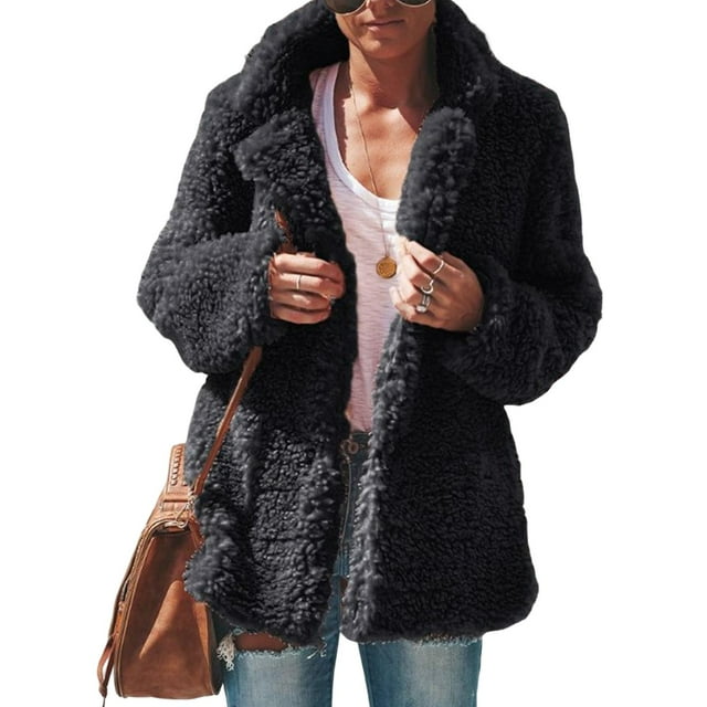 Women\'s Winter Plush Coat Oversized Thermal Outwear Plush Jacket Exquisite Gift For Ladies Birthday