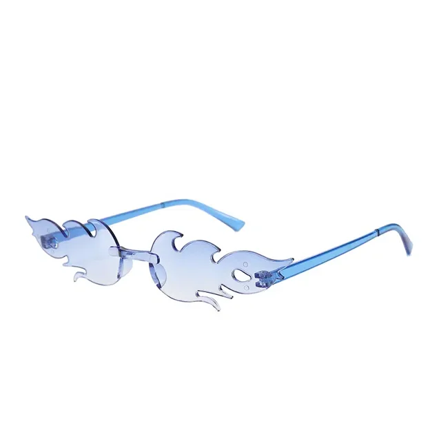 Frameless One Piece Candy Color Flame Shape SunglassesDouble BlueNosize Gao Jinjia unisex