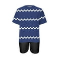 thumbnail image 3 of Nrmvnmi Women's Striped Two-Piece Outfits Summer Casual Print Crewneck Short Sleeve Oversized T Shirt Biker Shorts Sets Lounge Workout Tracksuits Blue MMothers Day Gifts, 3 of 4