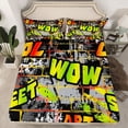 thumbnail image 2 of Feelyou Boys Street Graffiti Queen Sheet Sets, Watercolor Art Bed Set, 4 Pieces, 2 of 7