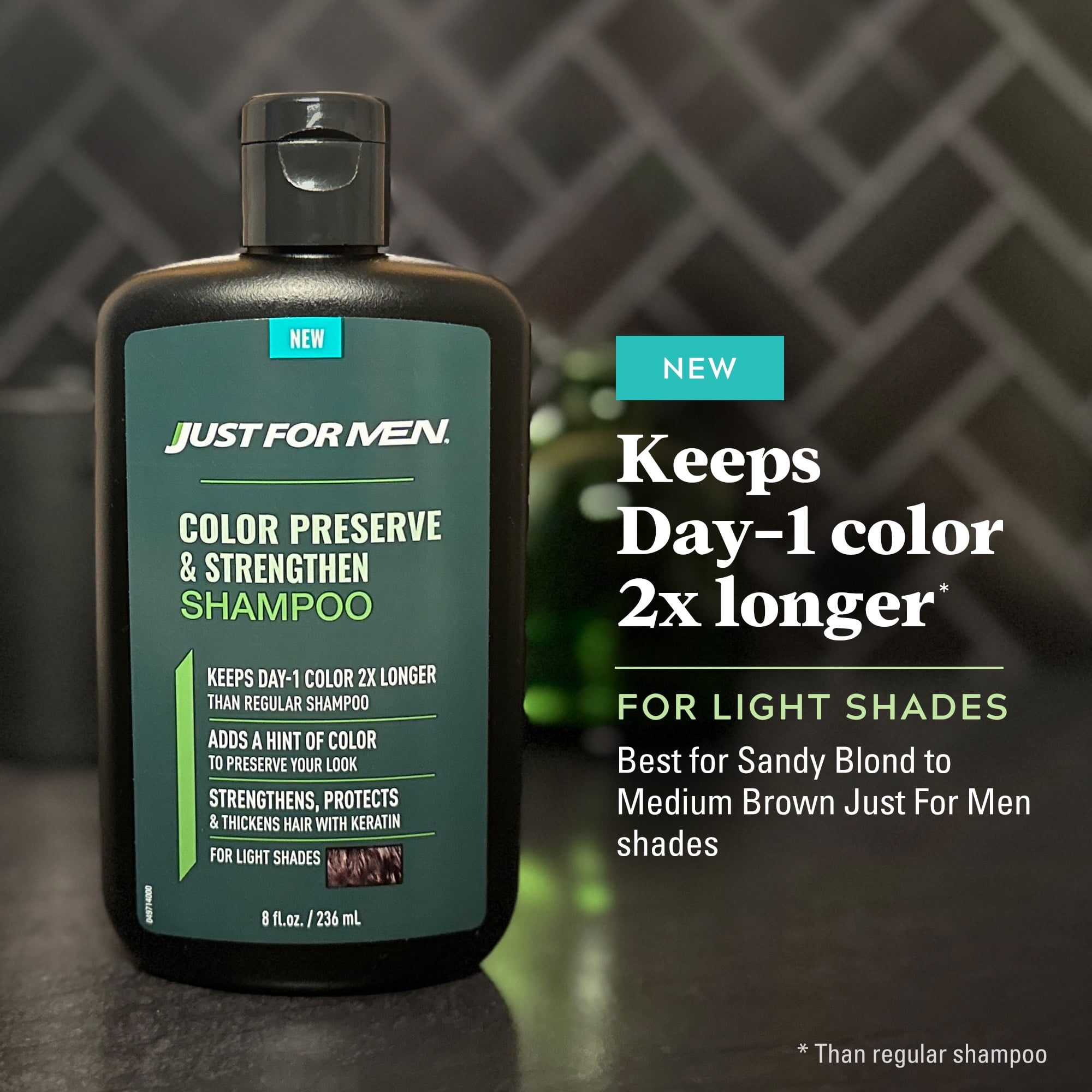 Just For Men Color Preserve & Strengthen Shampoo - 8 oz, Light Shade
