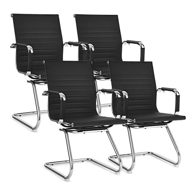 Pemberly Row Chaises de Bureau Contemporaines en Polyuréthane Noir (Ensemble de 4)