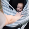 thumbnail image 4 of Cream and Grey Stripe 5-in-1 Nursing and Car Seat Cover, 4 of 5
