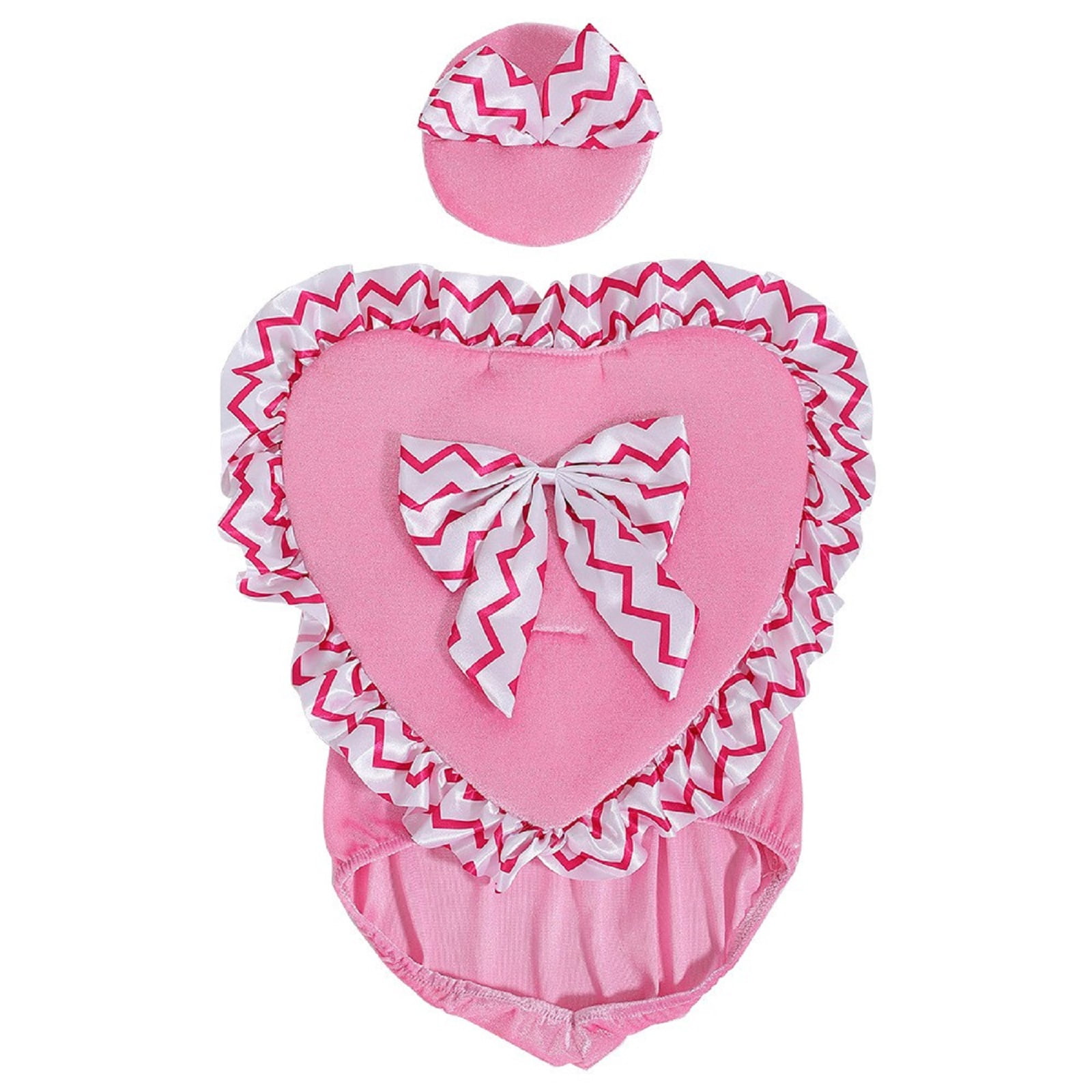 Valentine's Day Porch Goose Outfit, Goose Costume Red Heart Goose Statues Clothes, Valentines Day Decorations for Porch Lawn Yard Garden Outdoor Decor (Pink)