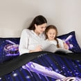 thumbnail image 4 of Castle Fairy Baseball Ice Cream Full Size Bedding Sets 7 Pieces, Neon Blue Stripes Full Size Bed in a Bag, Black Blue Purple,Black Reversible, 4 of 7