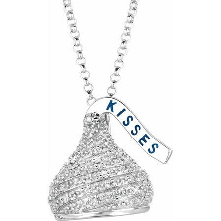 Hershey's Kisses Women's 0.2 Carat T.W. Diamond Sterling Silver Medium 3D Pendant, 18 with 2 Extension