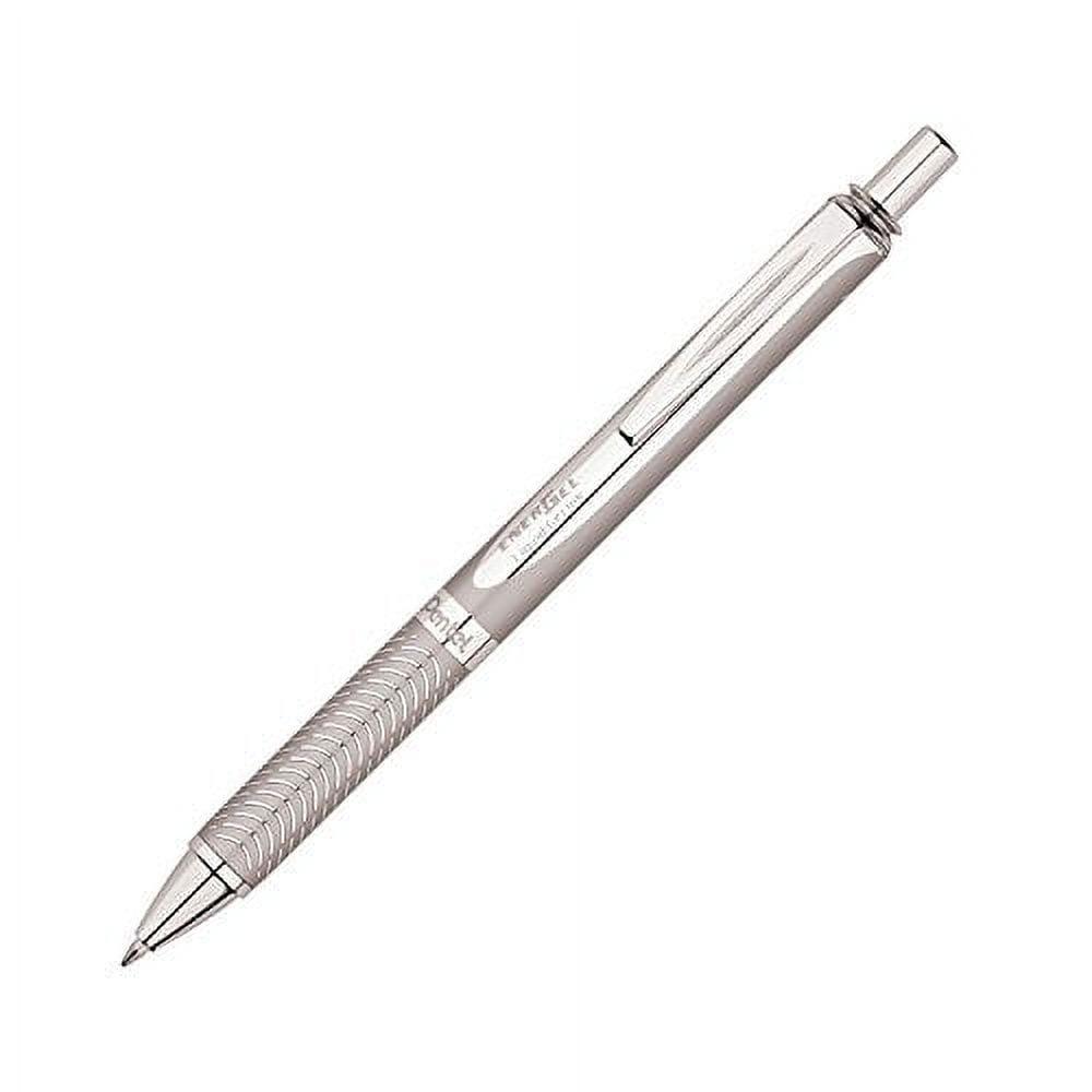 Pentel EnerGel Alloy RT Premium Liquid Gel Pen, 0.7mm Silver Barrel, Black Ink 3 Pens with 6 Refills Black Ink 0.7mm, Metal Tip