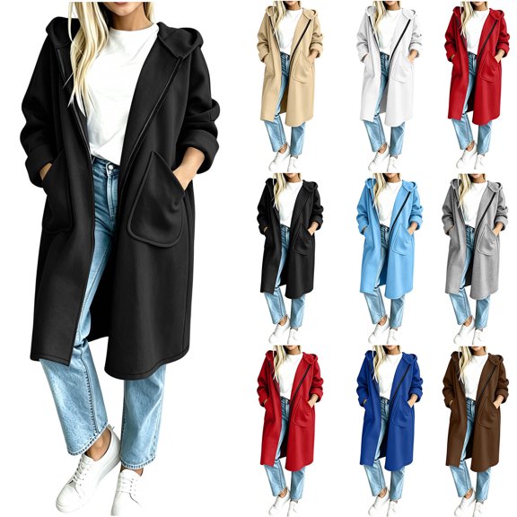 Chiccall Women Plus Size Zip Up Hoodies Long Sleeve Tunic Sweatshirt Long Fleece Hooded Jacket with Pockets