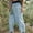 Light Blue, variant on PWPSG Women's Cropped Cargo Pants, Ruffled Elastic Waist, Stitched Patch Side Pockets with Thick Cloth for Home Loungewear in Fall Winter Black S