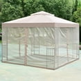 thumbnail image 3 of 10 x 10 Ft Outdoor Patio Gazebo with Taupe Brown Canopy and Mesh Sidewalls, 3 of 3