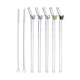 thumbnail image 1 of 5 Pcs Reusable Glass Straws,colorful Butterfly On Clear Straws With Design Shatter Resistant Bent D, 1 of 5