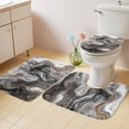 thumbnail image 2 of Black Marble Bath Mat 3 Piece Bathroom Rug Set, Retro Chic Abstract Mottled Texture Art Non Slip Bath Rug Contour Mat and Toilet Lid Cover, Absorbent Shower Mats Soft Bath Rugs and Mats Sets, 2 of 8