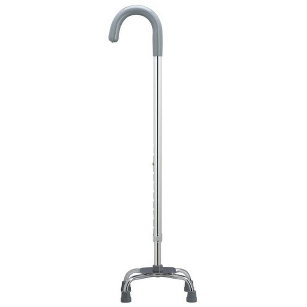 Quad Cane Small base 6" x 8" walking cane, with plastic covered crook