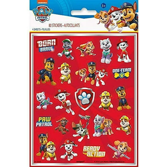 Paw Patrol Party Favors 92 Stickers on 4 Sheets