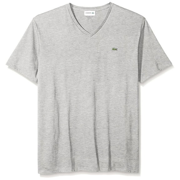 Lacoste Mens Short Sleeve Solid V Neck Tee