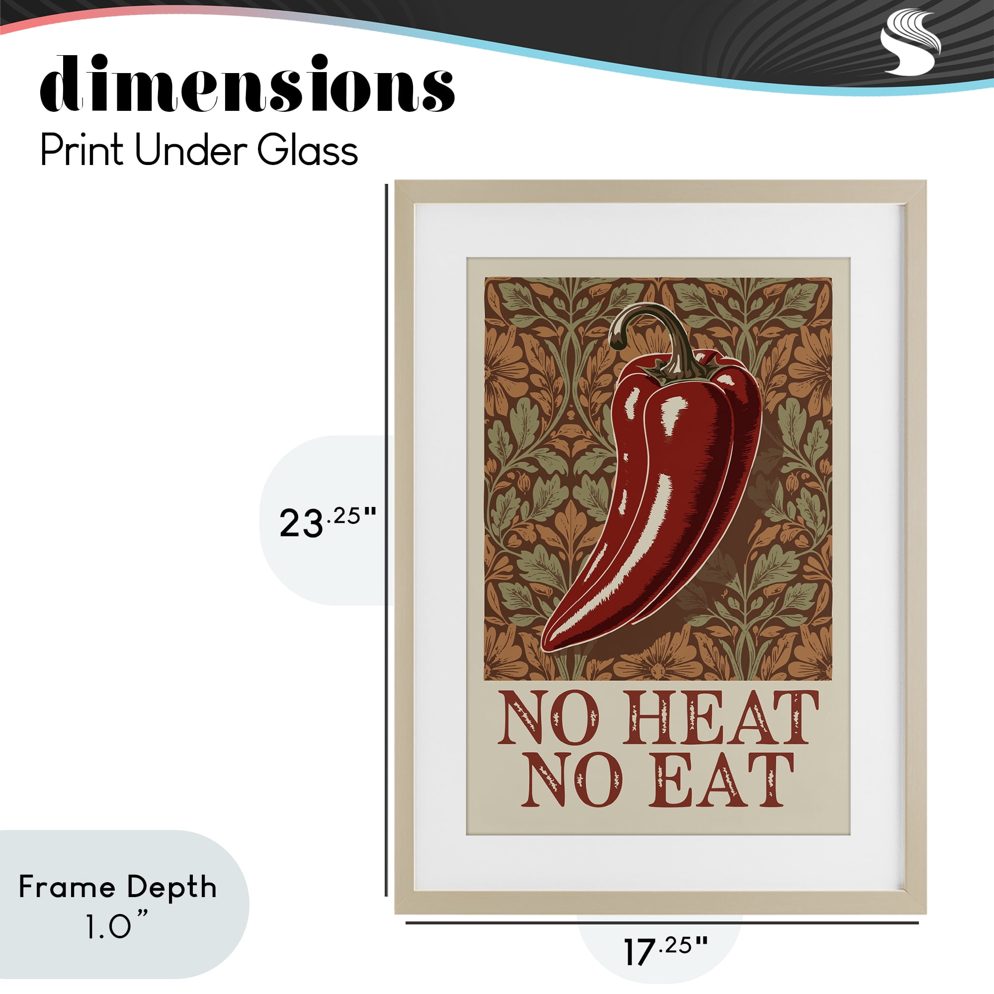 Stupell Industries No Heat or Eat Pepper Birch Framed Print Under Glass, design by Andreas Magnusson