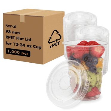 Karat 98mm Plastic Cup Lids [1,000 pcs], rPET Cold Cup Lids, Fits 12–24 oz Cups