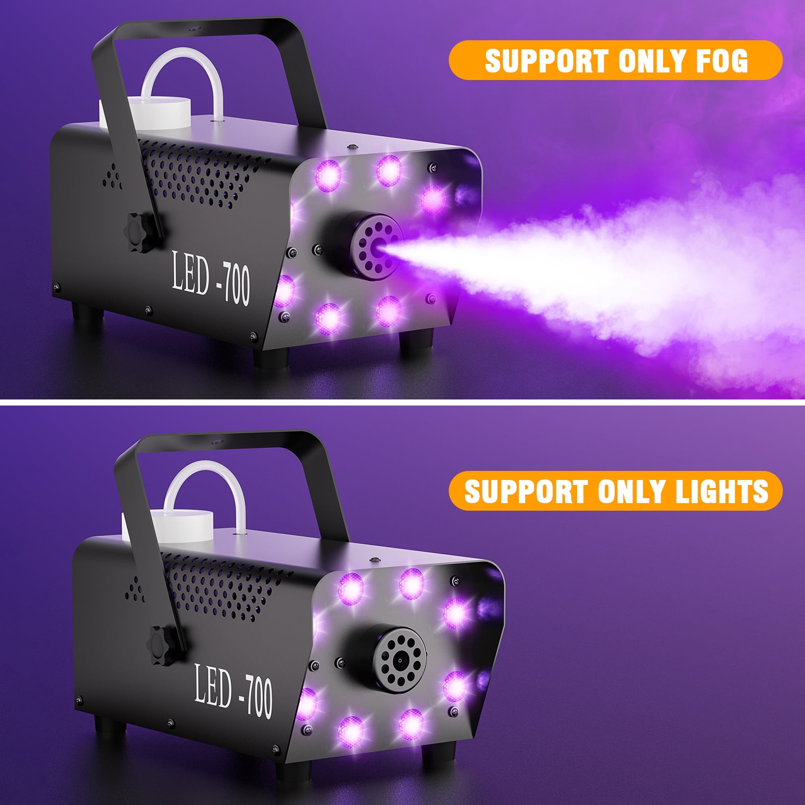 700W Fog Machine with 15 Colorful LED Lights Effect, 3000CFM, Remote Control - for Weddings, Halloween, Parties & Stage Shows