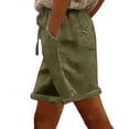 thumbnail image 3 of QATAINLAV Women's Summer Linen Beach Shorts Solid Color Casual Roll Up Shorts Drawstring High Waist Cropped Bottoms with Pockets Green L, 3 of 10