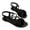 Black, variant on Bow Elastic Strap Flat Sandals Flock Soft Flexible Non Open Toe Light Beach Daily Shoes