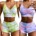 thumbnail image 2 of Womens Two-pieces Beachwear Thin Straps Ruffled Lacing Up High Waisted Bikinis, 2 of 5