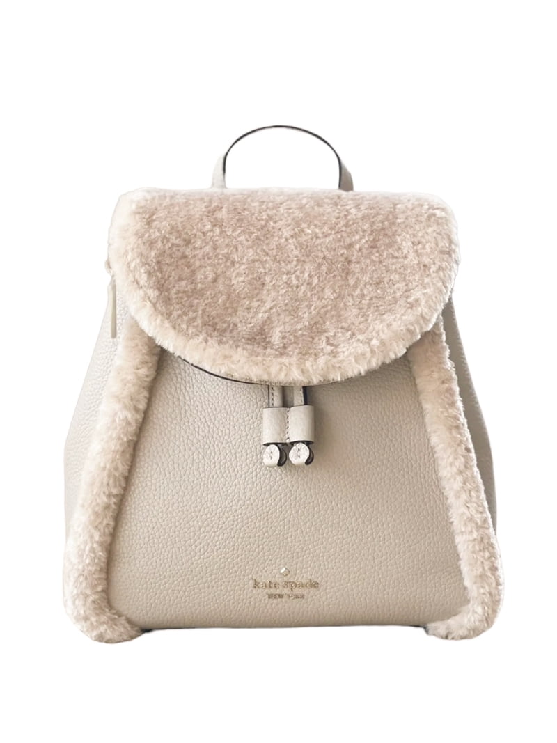 Kate Spade K9398 Leila Flap Backpack Fur Faux Shearling 