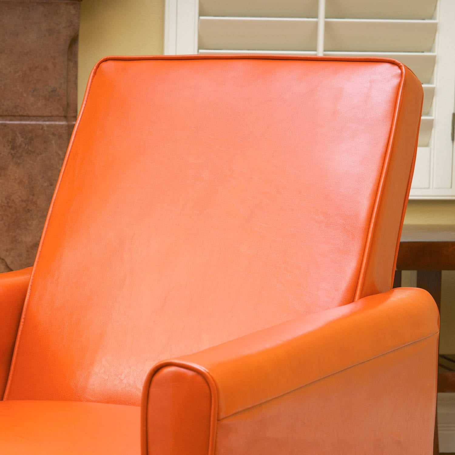 Noble House Keaton Standard Bonded Leather Push Back Recliner, Orange