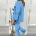 thumbnail image 4 of WTOBBY Women's Elegant 2 Piece Suit, Slim Fit Jacket with Lapel and Formal Work Pants Set, Business Casual Outfit for Office, Professional Women's Wear for Work Conference,Blue M, 4 of 6