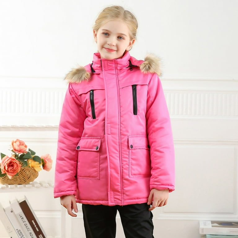 Wiueurtly 18 Month Girl Clothes Toddler Baby Kids Girls Winter Thick Warm Parkas Hooded Windproof Coat Outwear Jacket
